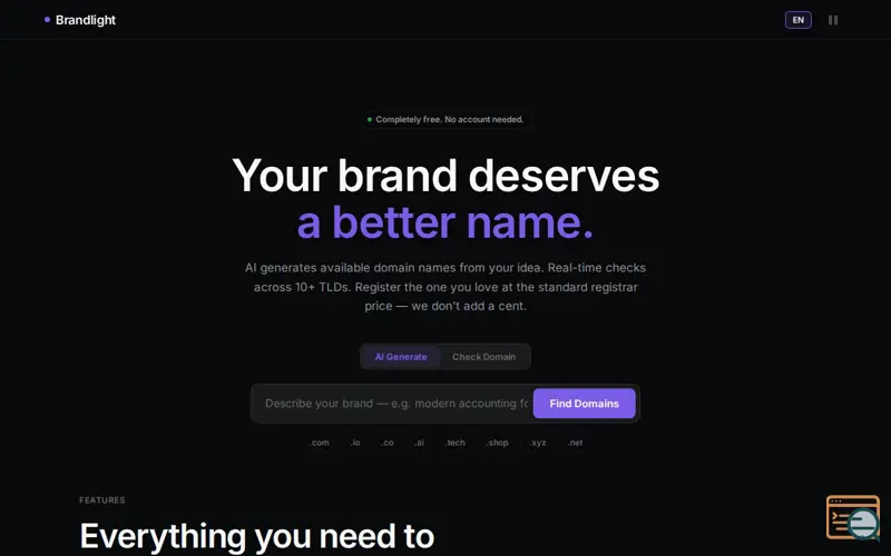 Screenshot of Brandlight