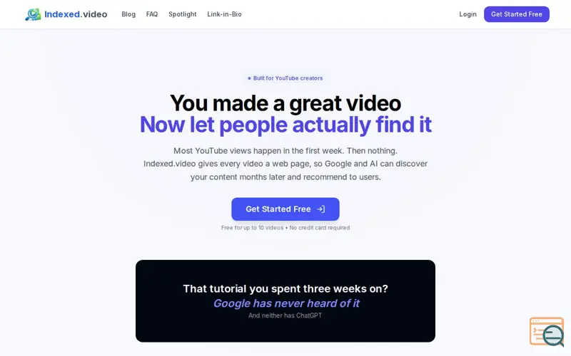 Screenshot of Indexed.video
