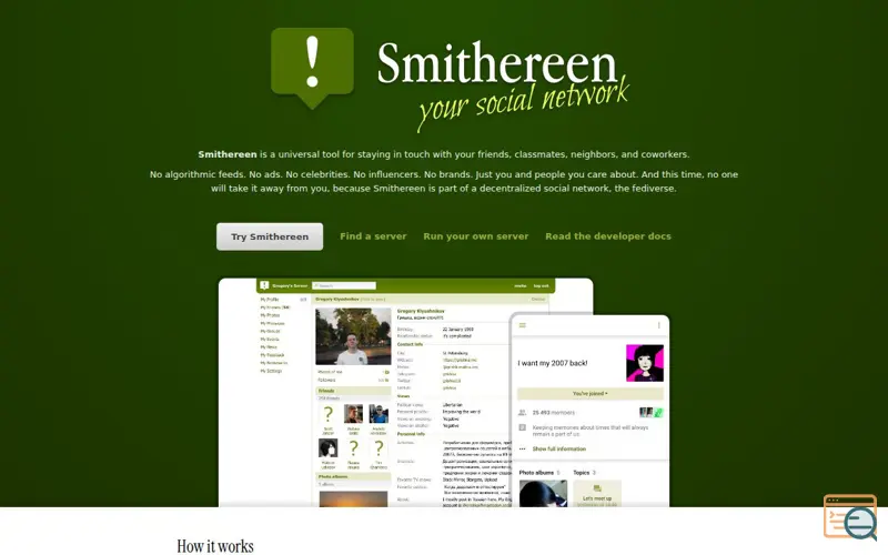 Screenshot of Smithereen