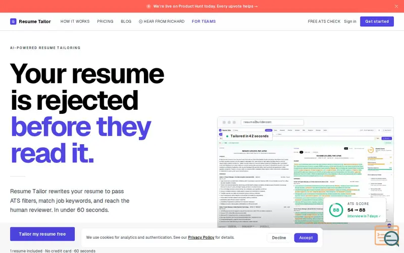 Screenshot of Resume Tailor