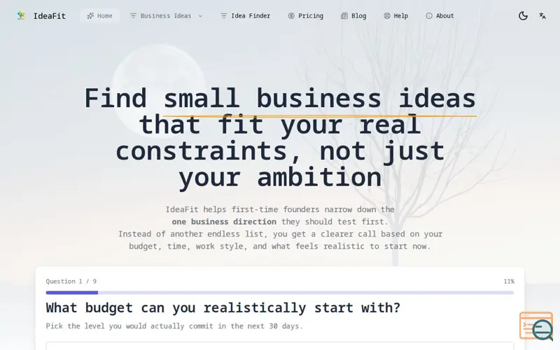 Screenshot of IdeaFit