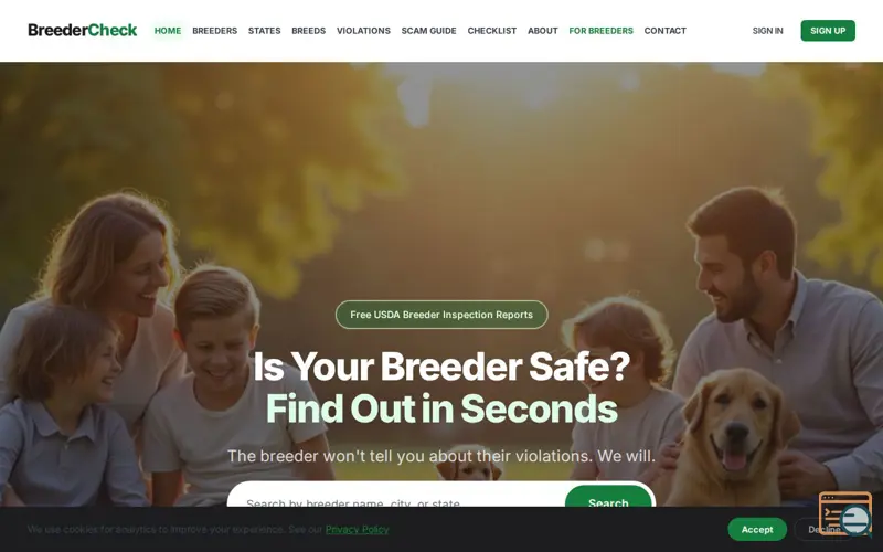 Screenshot of BreederCheck