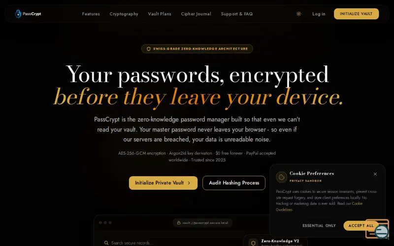 Screenshot of PassCrypt - Ultimate Password Manager