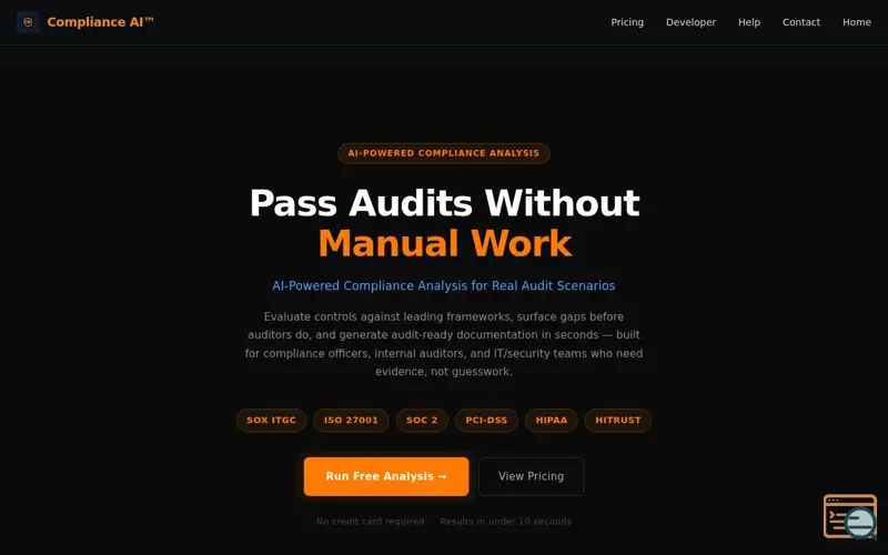 Screenshot of Compliance AI
