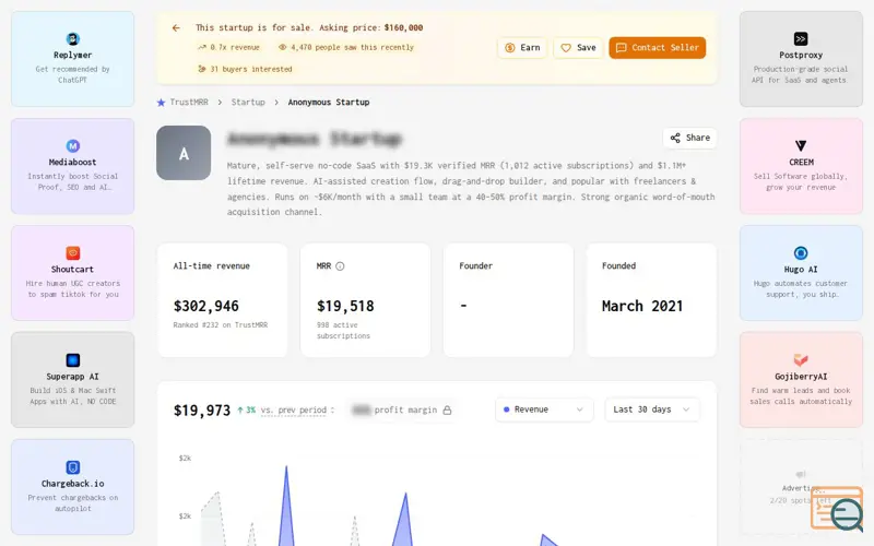 Screenshot of TrustMRR