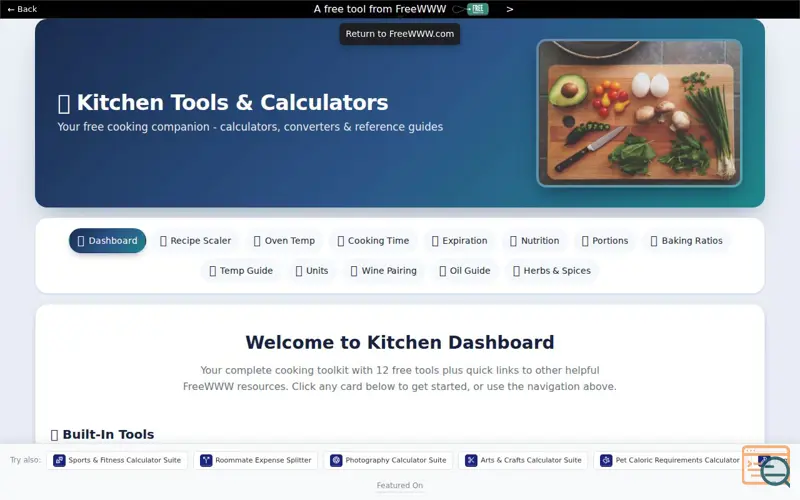 Screenshot of FreeWWW Kitchen Tools Suite