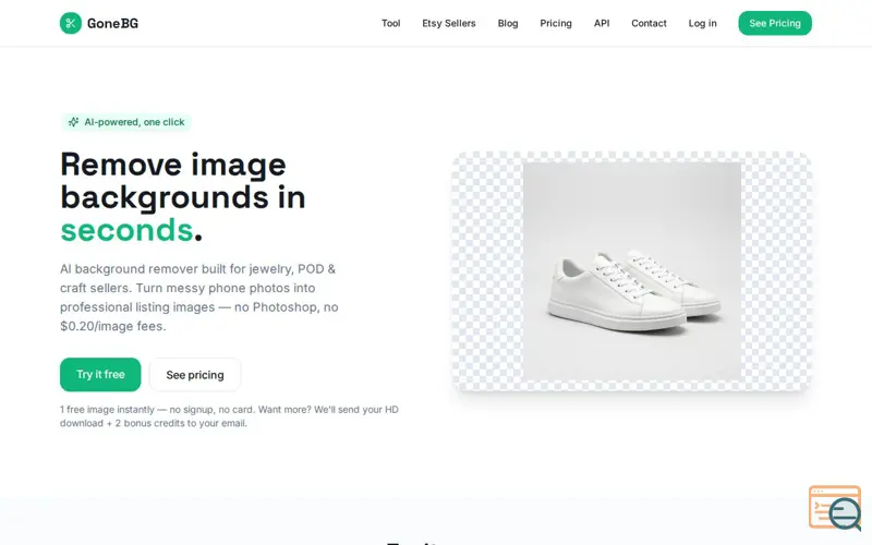 Screenshot of GoneBG – AI Background Remover for Etsy Sellers