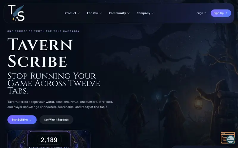 Screenshot of Tavern Scribe