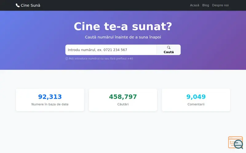 Screenshot of Cine Sună