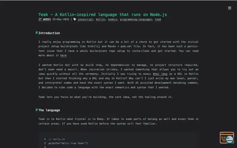 Screenshot of Blog, a launch using Hexo