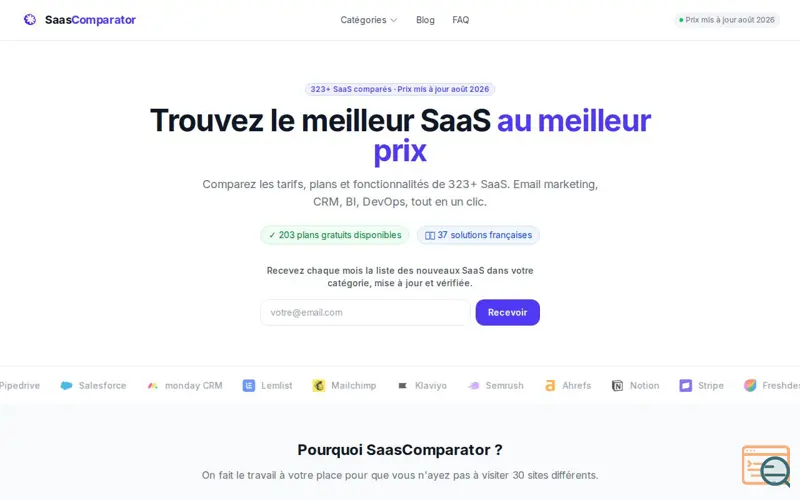 Screenshot of SaasComparator - Comparez les prix des meilleurs SaaS