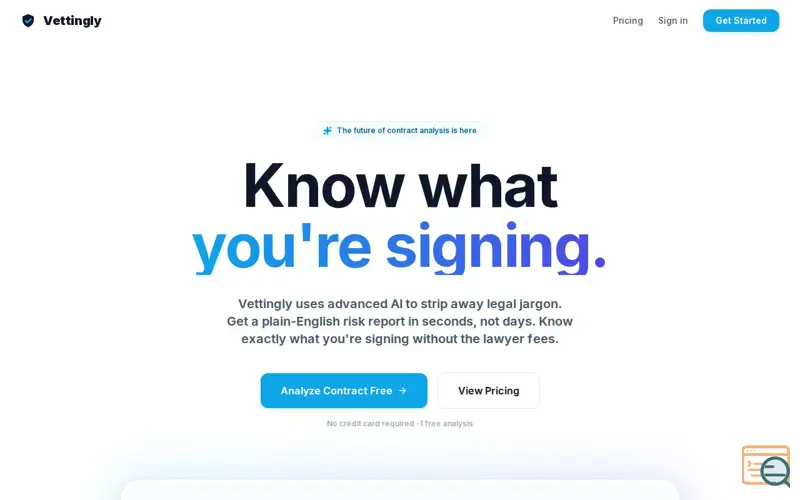 Screenshot of Vettingly