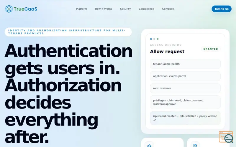 Screenshot of TrueCaaS