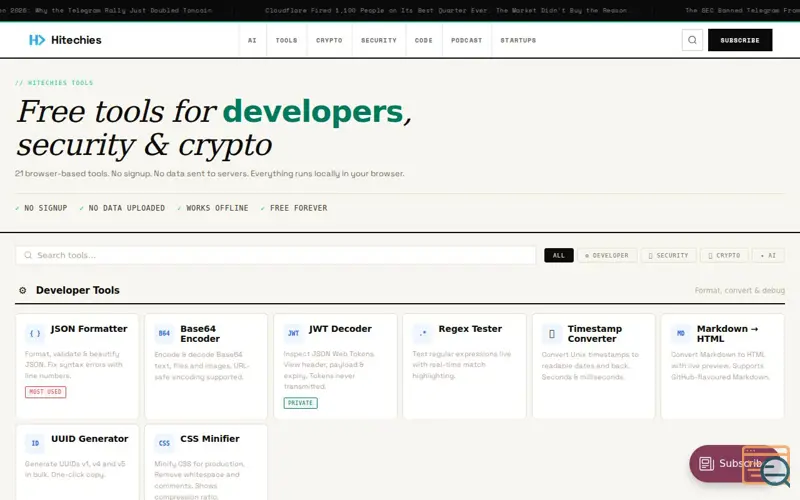 Screenshot of Hitechies Tools