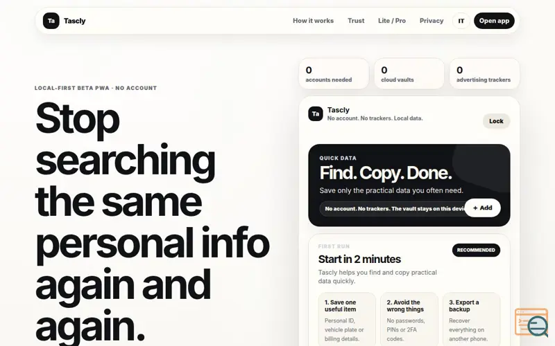 Screenshot of Tascly
