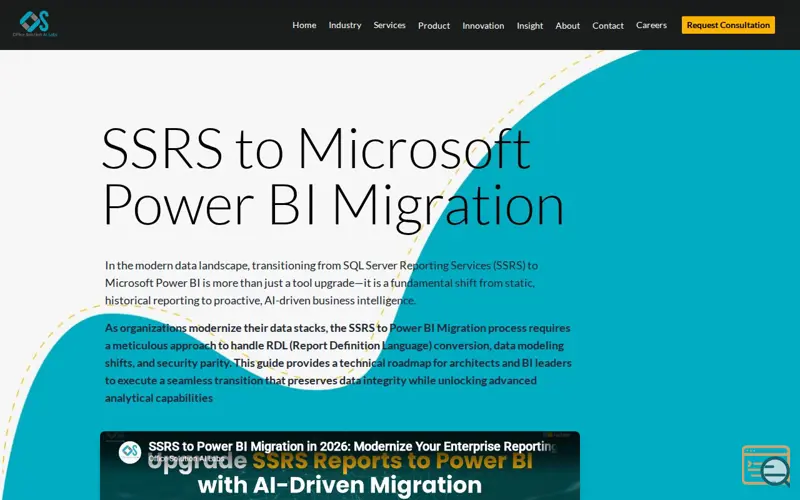 Screenshot of SSRS to Microsoft Power BI Migration, a launch using React Router