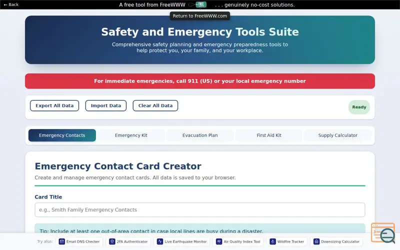 Screenshot of FreeWWW Safety & Emergency Suite