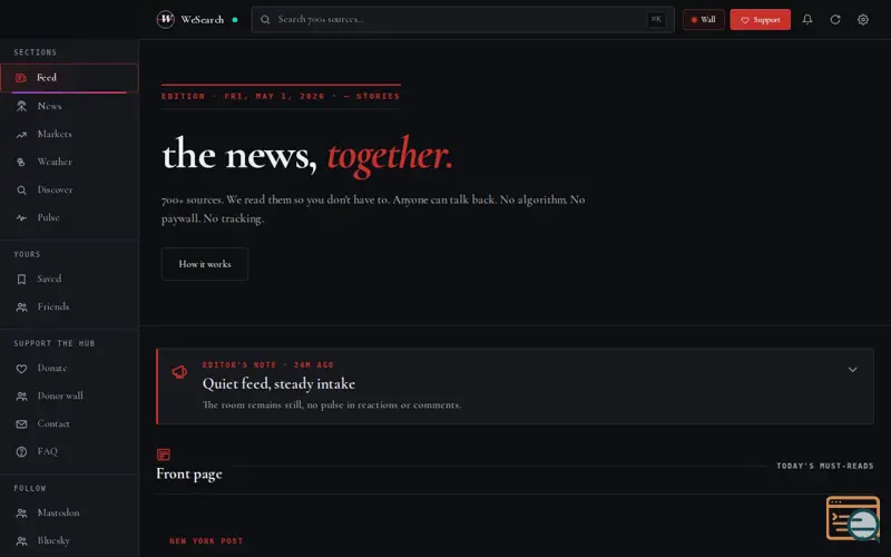Screenshot of WeSearch, a launch using Mastodon