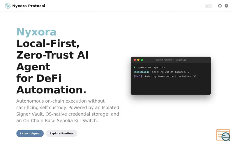 Screenshot of Nyxora Protocol