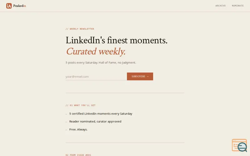 Screenshot of Peakedin