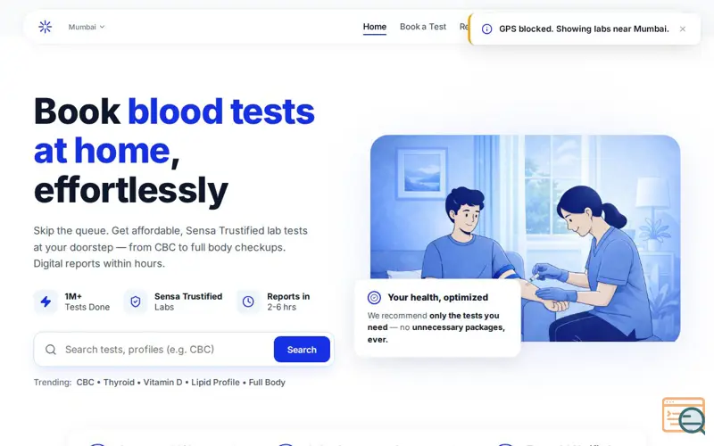 Screenshot of Sensa Healthcare