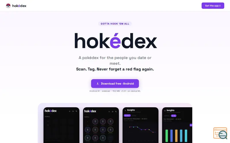Screenshot of hokédex - gotta hook 'em all