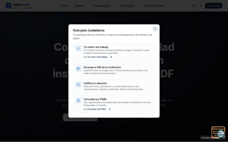 Screenshot of ABEAS DATA