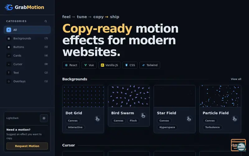 Screenshot of GrabMotion