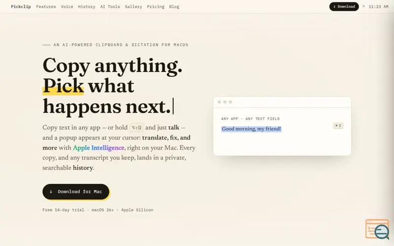 Screenshot of Pickclip