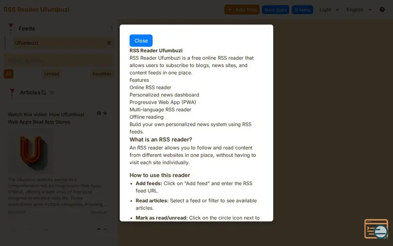 Screenshot of RSS Reader Ufumbuzi