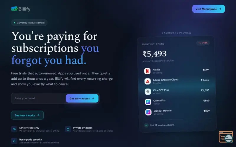 Screenshot of Billify