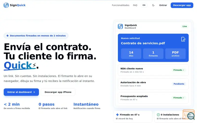 Screenshot of SignQuick
