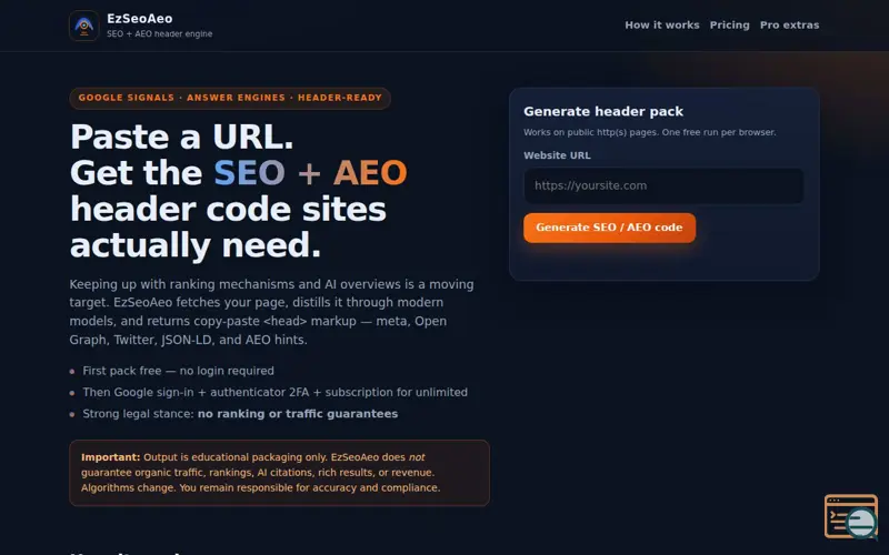 Screenshot of EzSeoAeo
