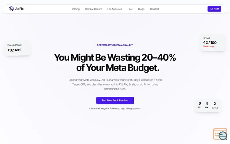 Screenshot of AdFix