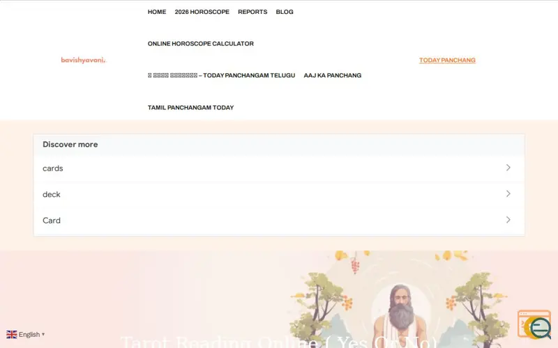 Screenshot of Free Tarot Reading Online, a launch using Everest Forms