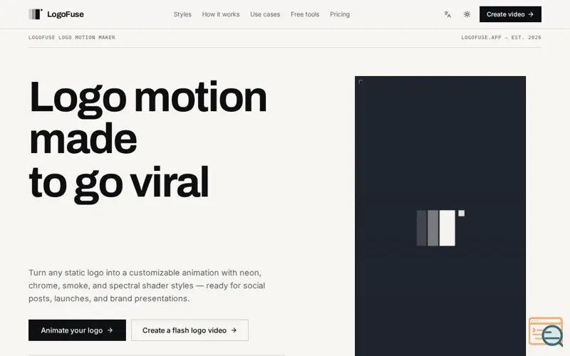 Screenshot of LogoFuse — Logo Motion Maker & Logo Animation Editor