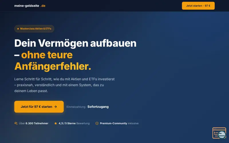 Screenshot of Masterclass Aktien & ETFs