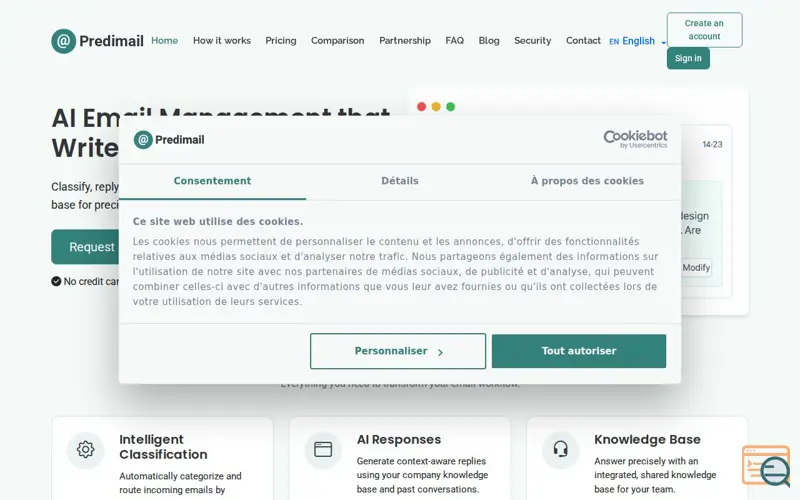 Screenshot of Predimail, a launch using Acoustic Tealeaf