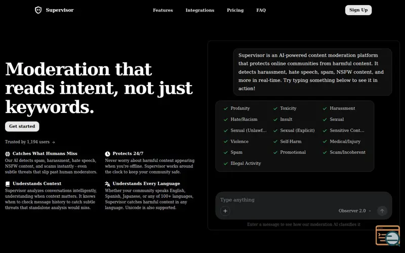 Screenshot of Supervisor