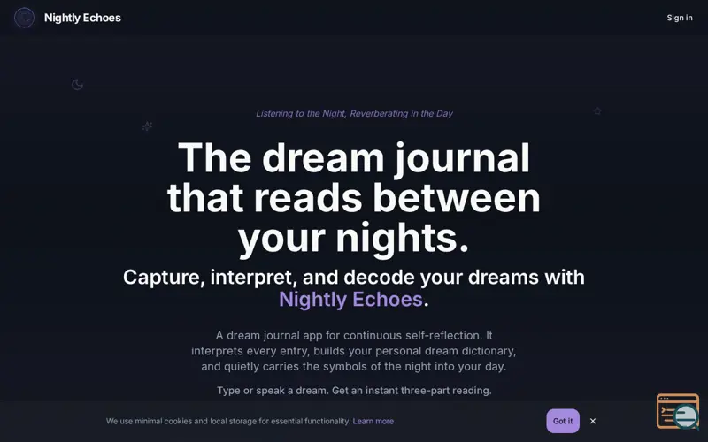Screenshot of Nightly Echoes