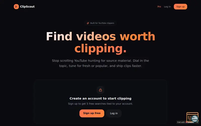 Screenshot of ClipScout