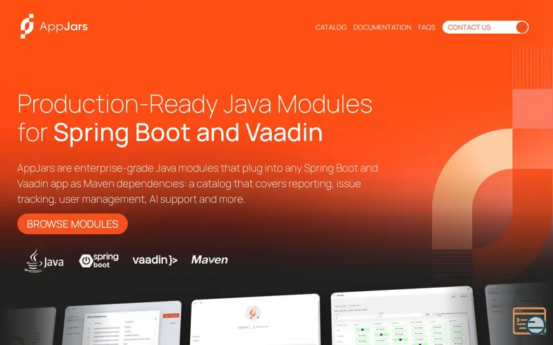Screenshot of AppJars, a launch using Hugo