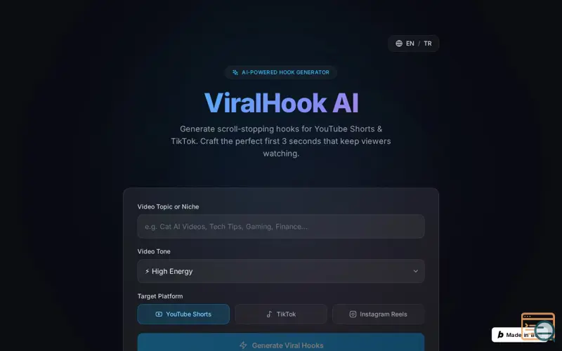 Screenshot of ViralHook AI