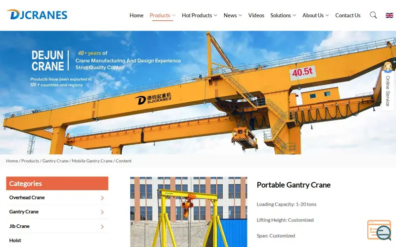 Screenshot of Portale Gantry Crane For Sale