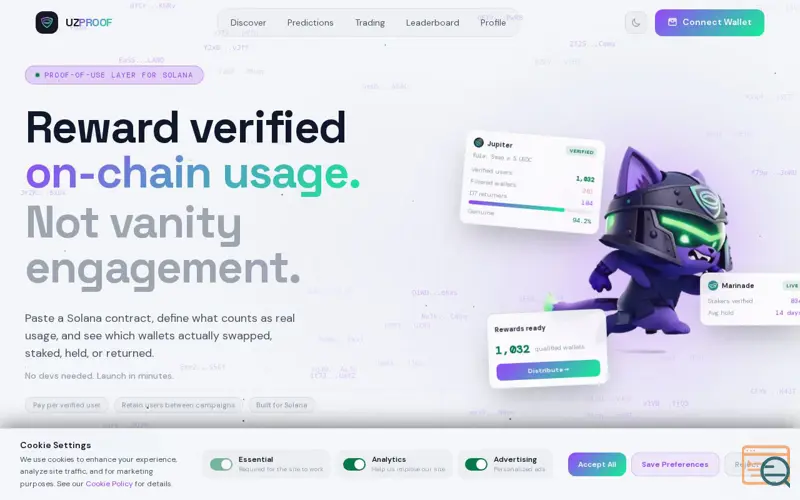 Screenshot of UZPROOF, a launch using TradingView