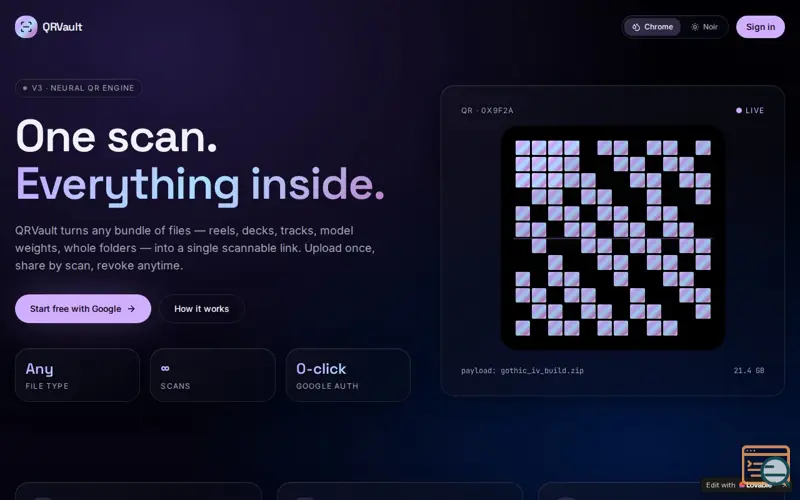 Screenshot of QRVault