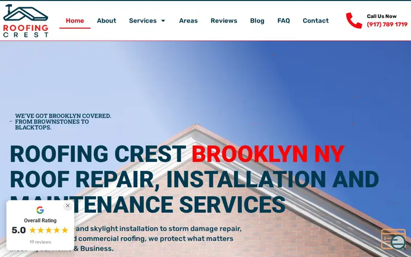 Screenshot of Roofing Crest Brooklyn NY, a launch using Highclass Reviews Plugin