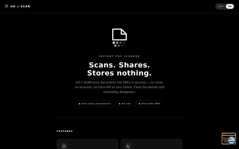 Screenshot of GO // SCAN — Instant PDF Scanner