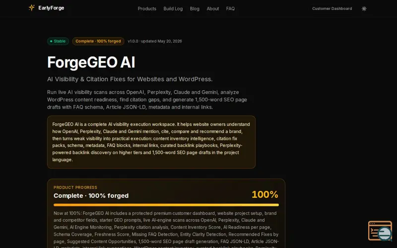 Screenshot of ForgeGEO AI