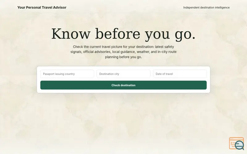 Screenshot of Travel Risk Checker